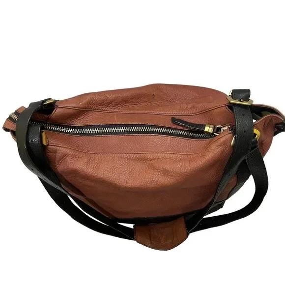 OrYANY Large Multi Pocket Pebble Leather Brown Black Bag - Picture 9 of 16